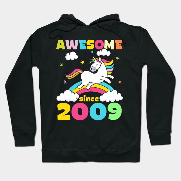 Cute Awesome Unicorn Since 2009 Funny Gift Hoodie by saugiohoc994